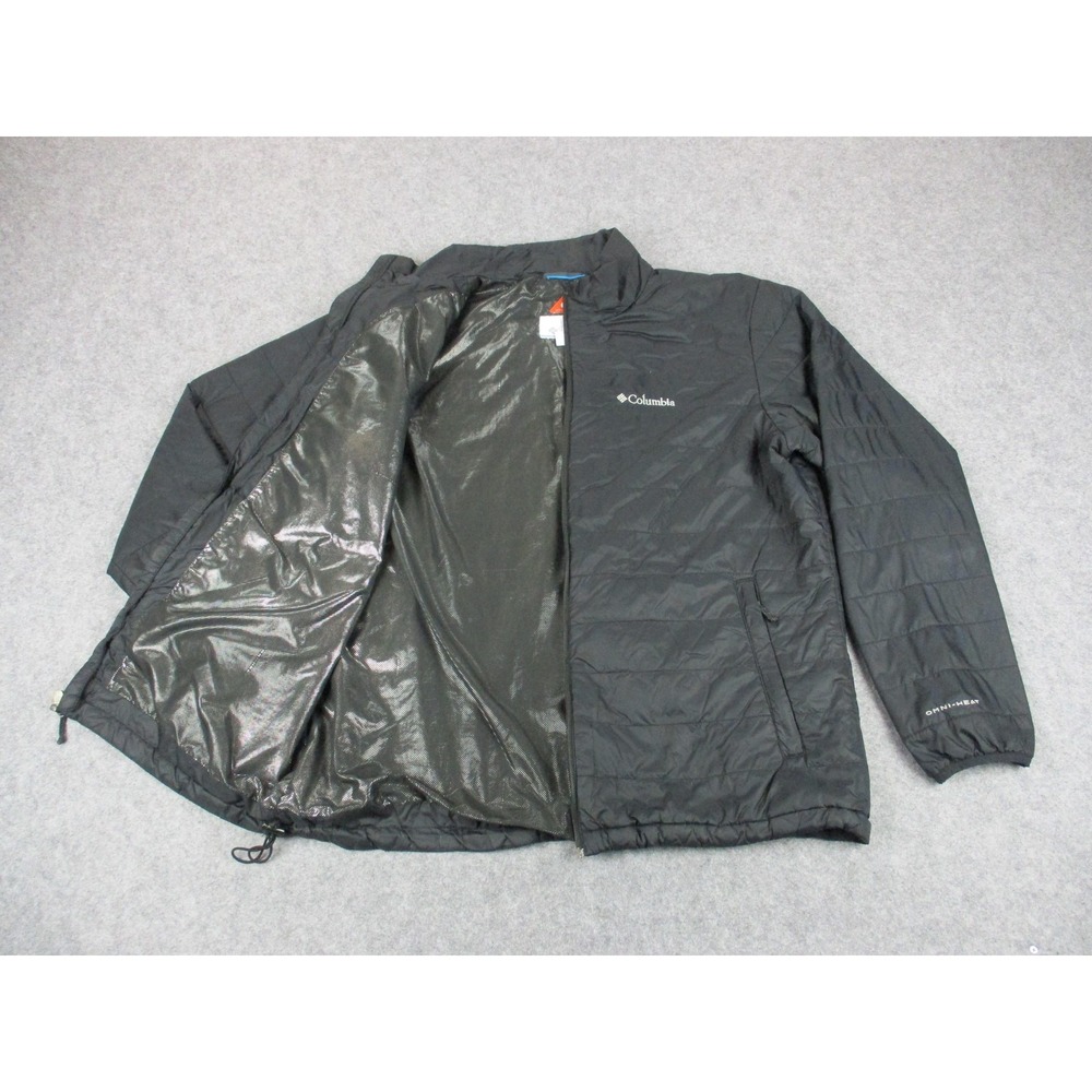 Columbia Mens Large Black Omni-Heat Insulated Full Zip Quilted Puffer Jacket